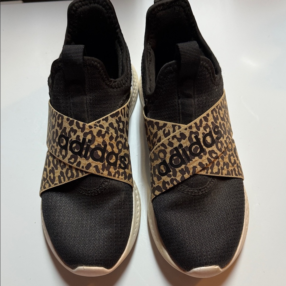 Adidas Black Sneakers with Leopard Print Strap